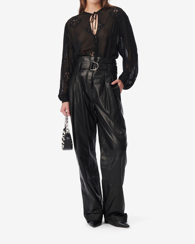 Top Brodé Avec Liens Lalia - Black