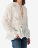 Top Brodé Avec Liens Lalia - Ecru