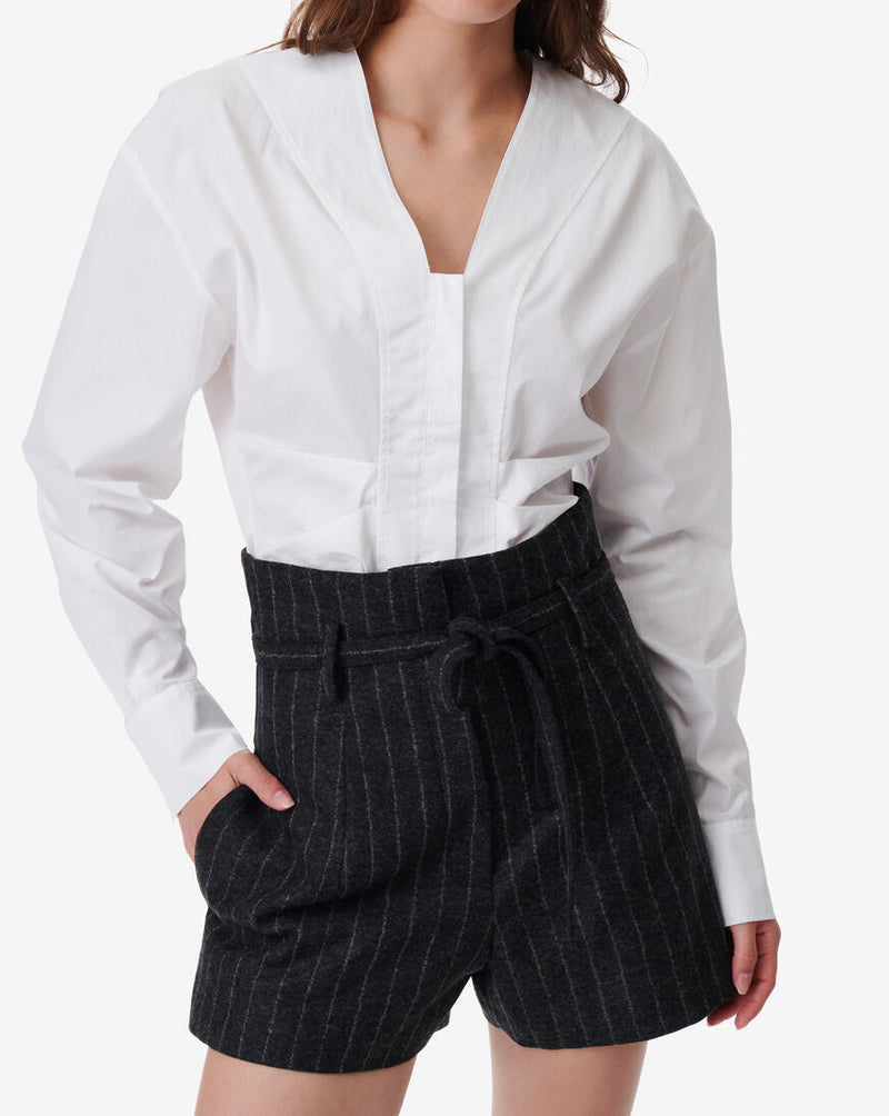 Chemise À Fronces Col V Leanel - White