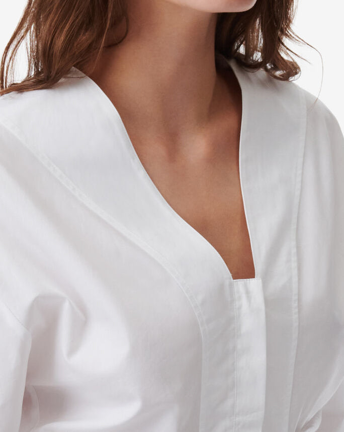 Chemise À Fronces Col V Leanel - White
