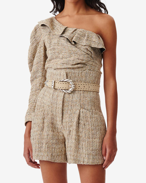 Top Asymétrique En Tweed Lizy - Mixed Beige