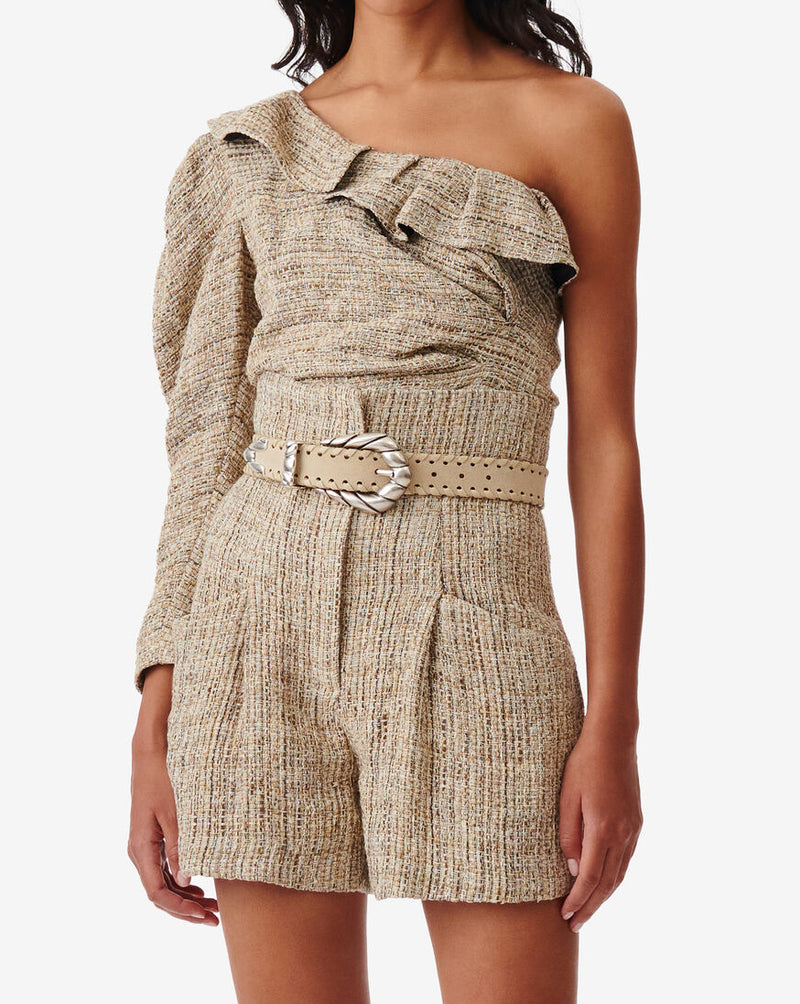 Top Asymétrique En Tweed Lizy - Mixed Beige