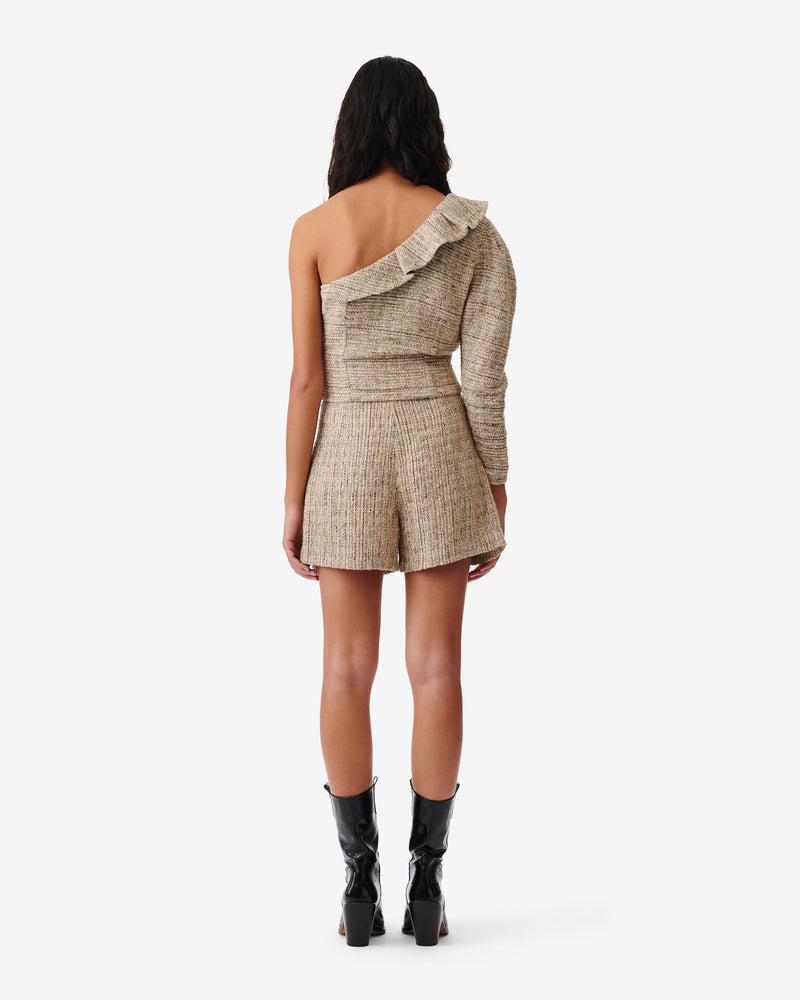 Top Asymétrique En Tweed Lizy - Mixed Beige