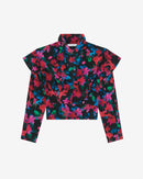 Top Imprimé En Soie Col V Martina - Black Multico