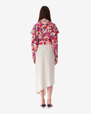 Top Imprimé En Soie Col V Martina - Multico Ecru