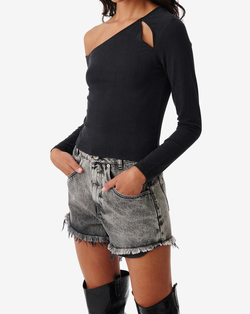 Totsi Asymmetric Cropped Top - Black