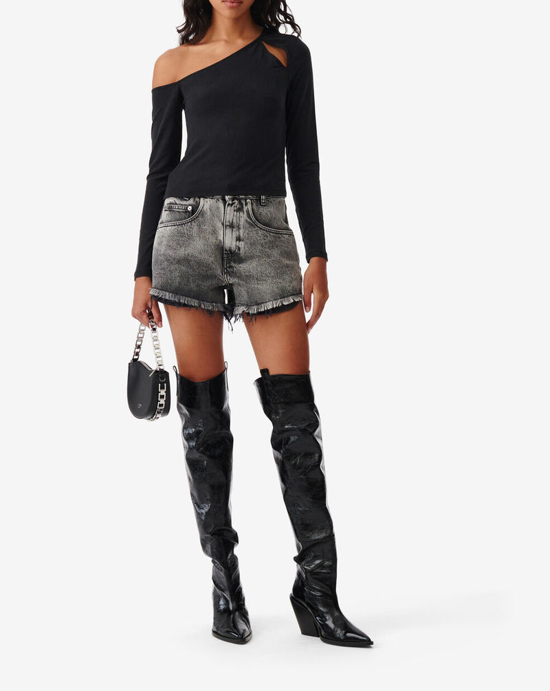 Totsi Asymmetric Cropped Top - Black