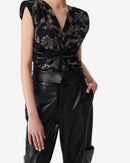 Top Imprimé Col V Toulo - Black/Gold