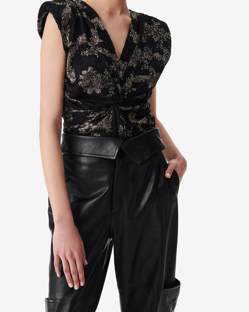 Top Imprimé Col V Toulo - Black/Gold