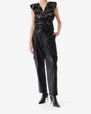 Top Imprimé Col V Toulo - Black/Gold