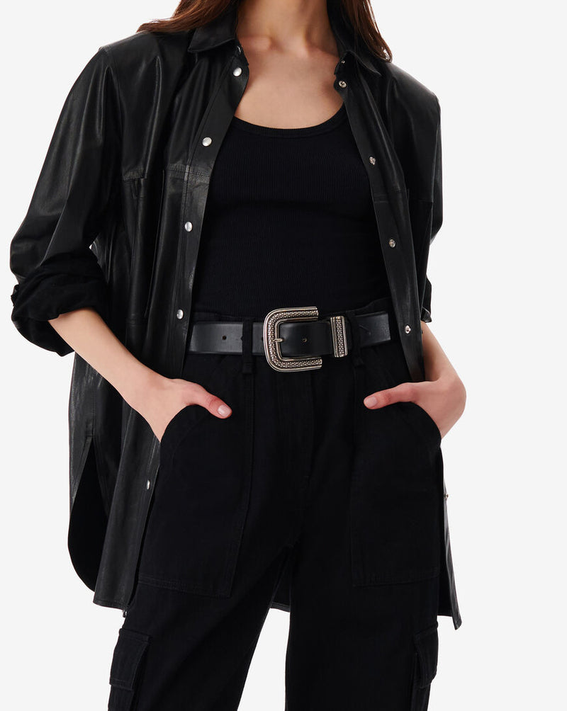 Chemise Oversize En Cuir Alegre - Black