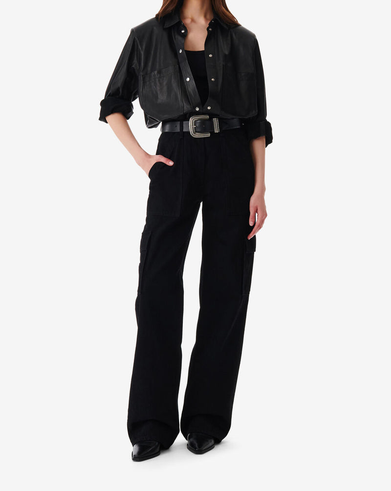 Chemise Oversize En Cuir Alegre - Black