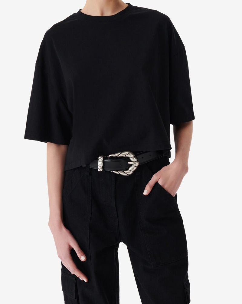 T-Shirt Raccourci À Logo Awinita - Black