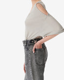 T-Shirt Oversize Col V Fehnno - Stone Grey