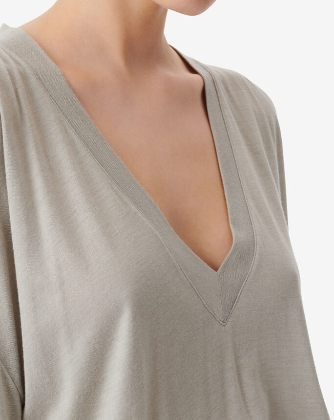 T-Shirt Oversize Col V Fehnno - Stone Grey