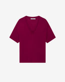 T-Shirt Oversize Col V Ferio - Berry