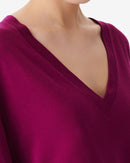 T-Shirt Oversize Col V Ferio - Berry