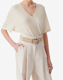 T-Shirt Oversize Col V Ferio - Cloudy White