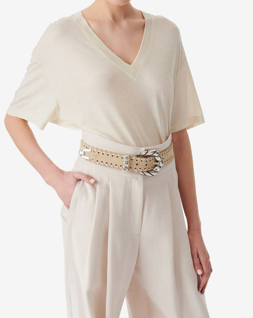 T-Shirt Oversize Col V Ferio - Cloudy White