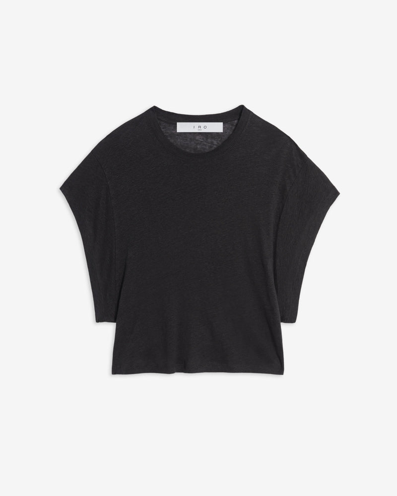 T-Shirt Col Rond En Lin Oster - Black - Femme