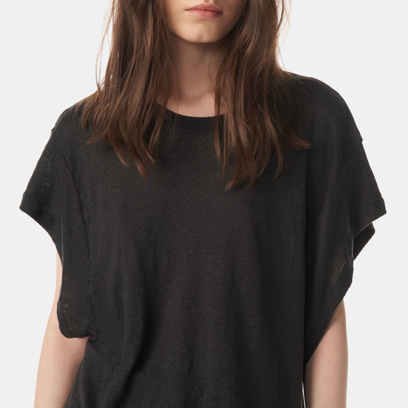 T-Shirt Col Rond En Lin Oster - Black - Femme