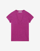 T-Shirt En Lin Col V Rodeo - Berry