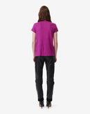 T-Shirt En Lin Col V Rodeo - Berry