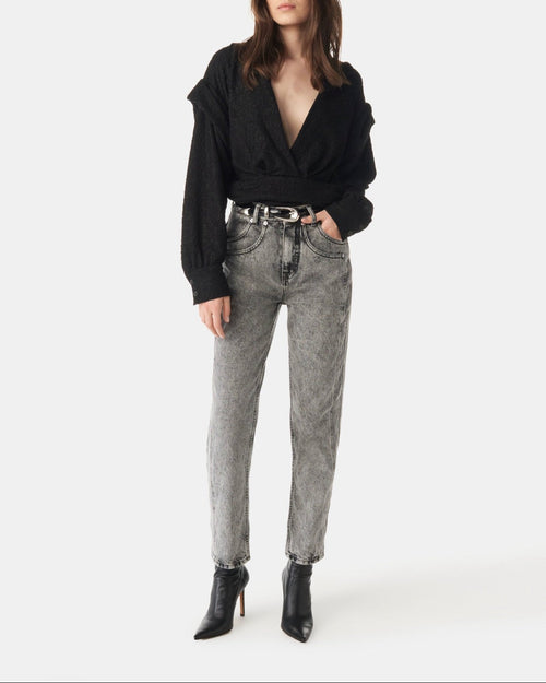 Jean Droit Délavé Souana - Black Washed Grey - Femme