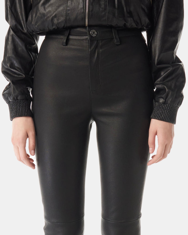 Pantalon Slim En Cuir Aroya - Black - Femme