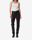Pantalon Droit En Cuir Aysel - Black
