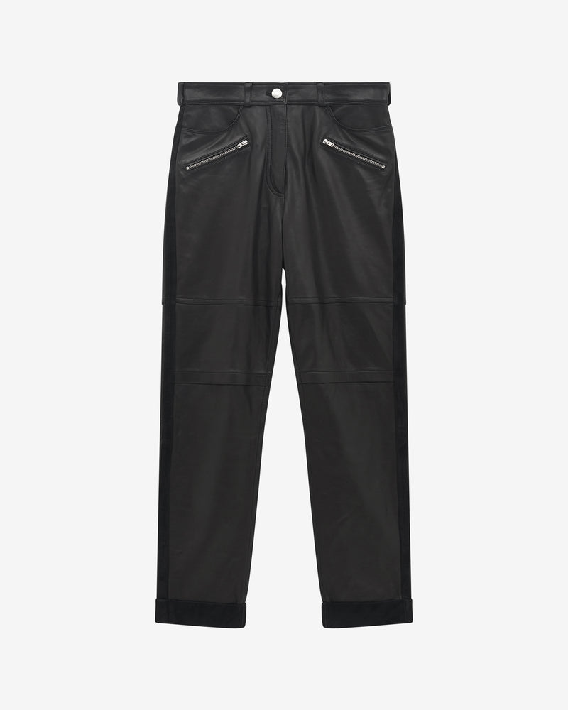 Pantalon Droit En Cuir Aysel - Black