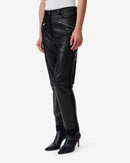 Pantalon Droit En Cuir Aysel - Black