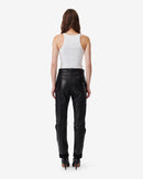 Pantalon Droit En Cuir Aysel - Black