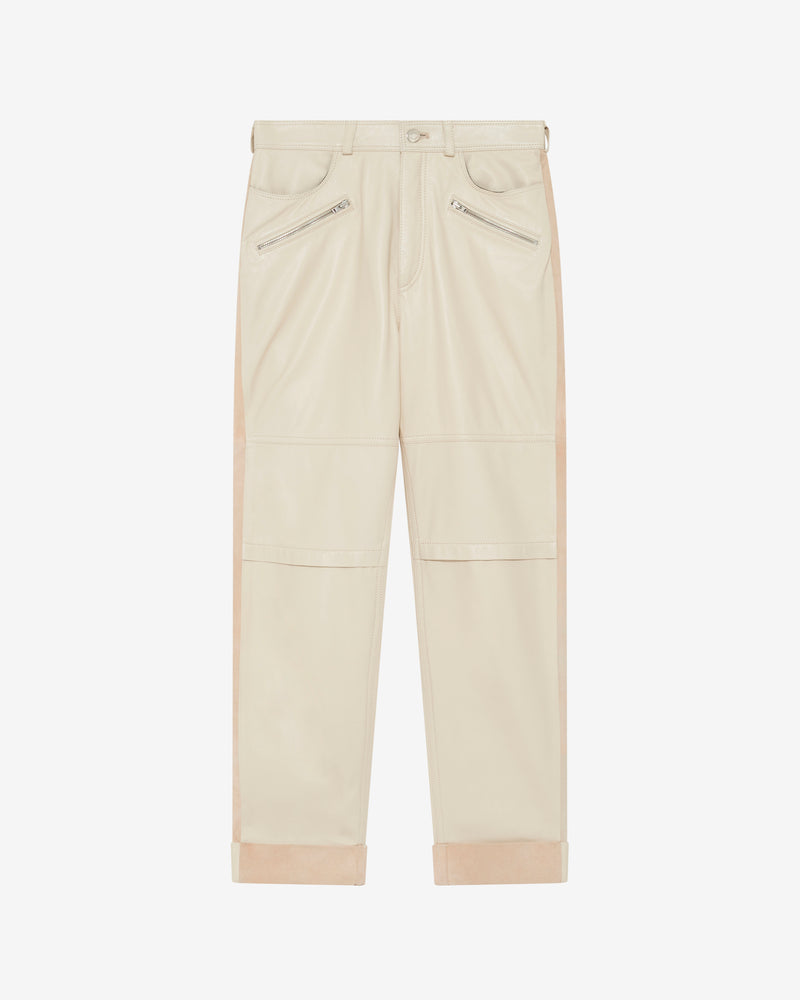 Pantalon Droit En Cuir Aysel - Ecru