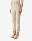 Pantalon Droit En Cuir Aysel - Ecru