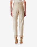 Pantalon Droit En Cuir Aysel - Ecru