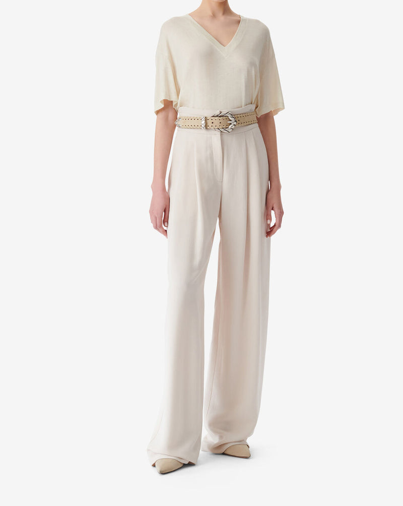 Pantalon Large Taille Haute Jeon - Ecru