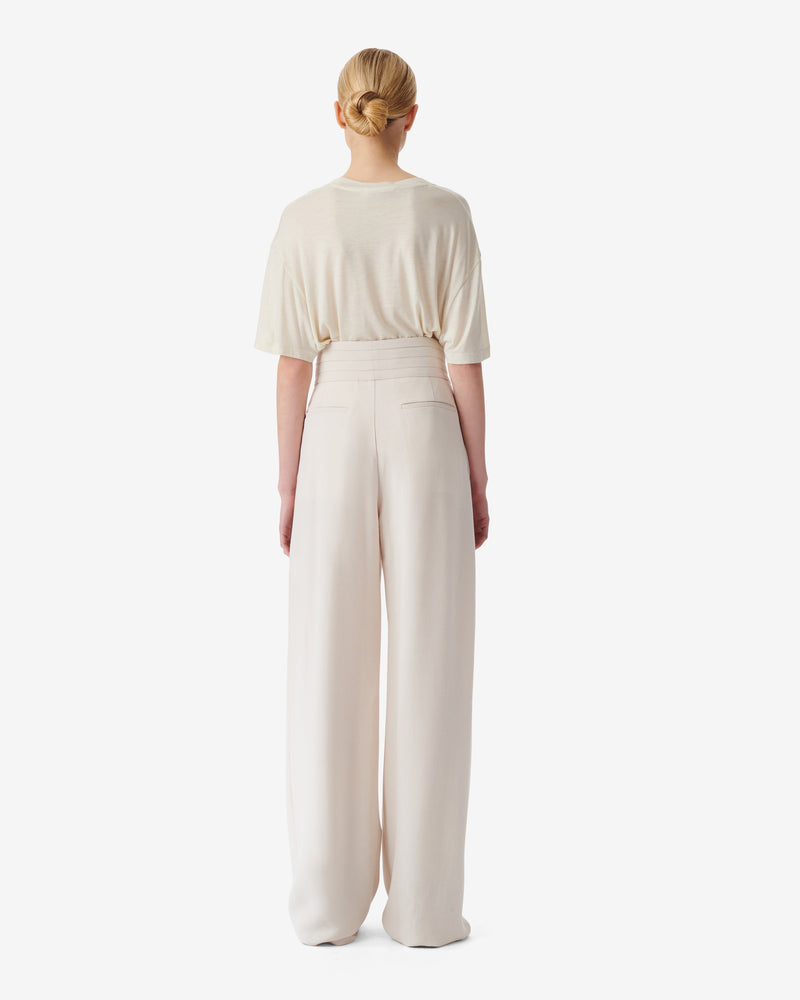 Pantalon Large Taille Haute Jeon - Ecru