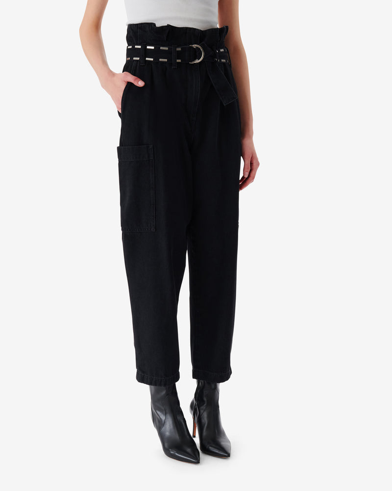 Jean Ceinturé Coupe Carotte Malti - Black