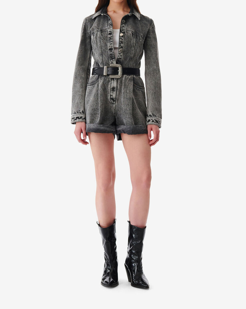 Combishort En Jean Délavé Tilli - Snow Black