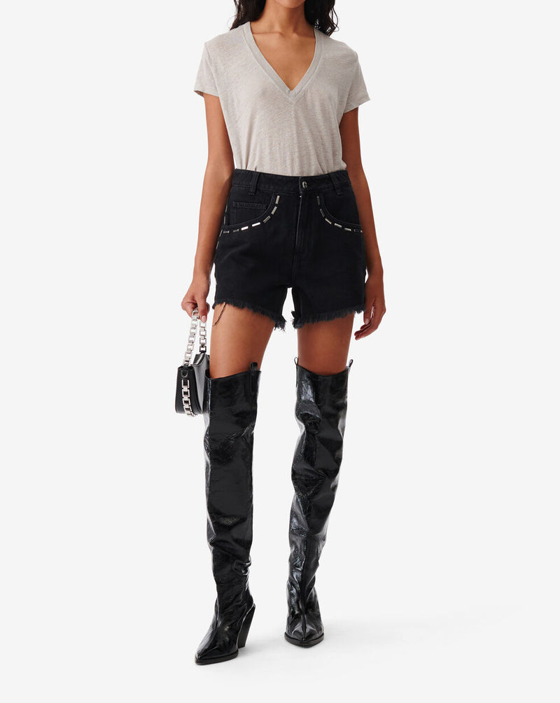 Short En Jean À Bord Franc Altom - Black