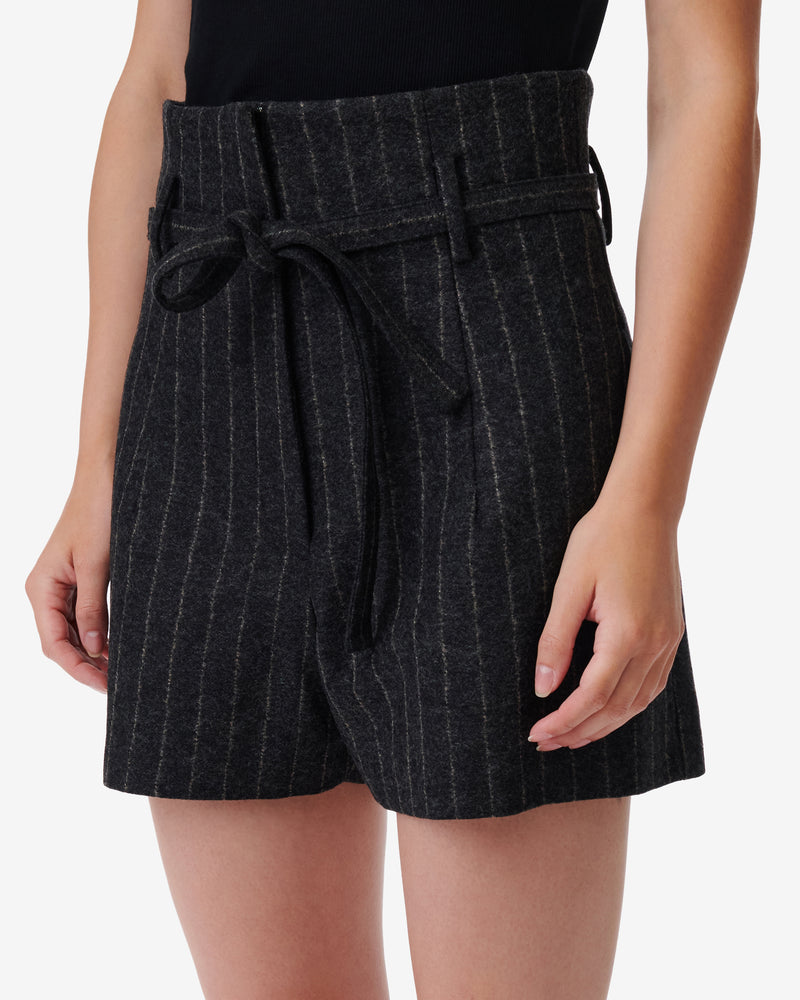 Delma Belted Striped Shorts - Anthracite