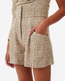 Short En Tweed Taille Haute Lormi - Mixed Beige