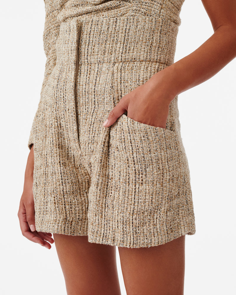 Short En Tweed Taille Haute Lormi - Mixed Beige