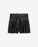 Short En Cuir Ceinturé Paoli - Black