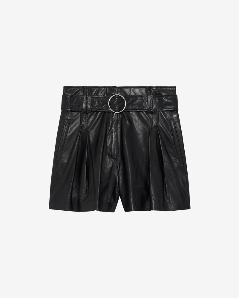 Short En Cuir Ceinturé Paoli - Black
