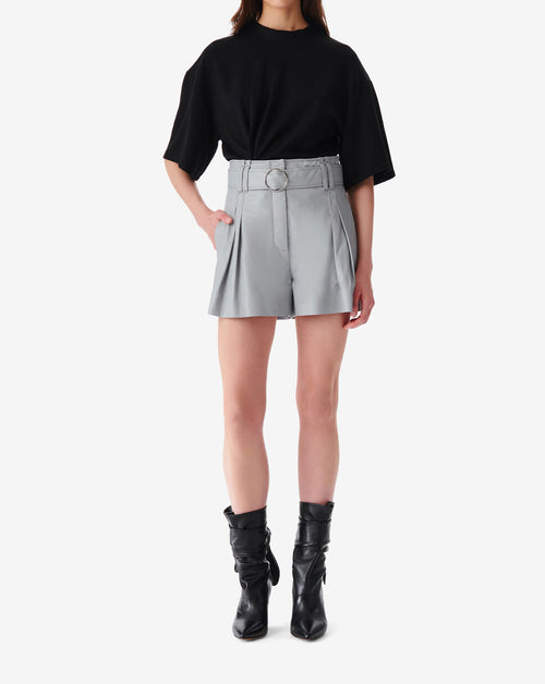 Short En Cuir Ceinturé Paoli - Light Grey
