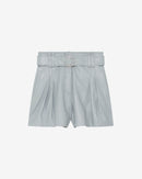 Short En Cuir Ceinturé Paoli - Light Grey
