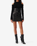 Jupe Ceinturée En Cuir Angelica - Black