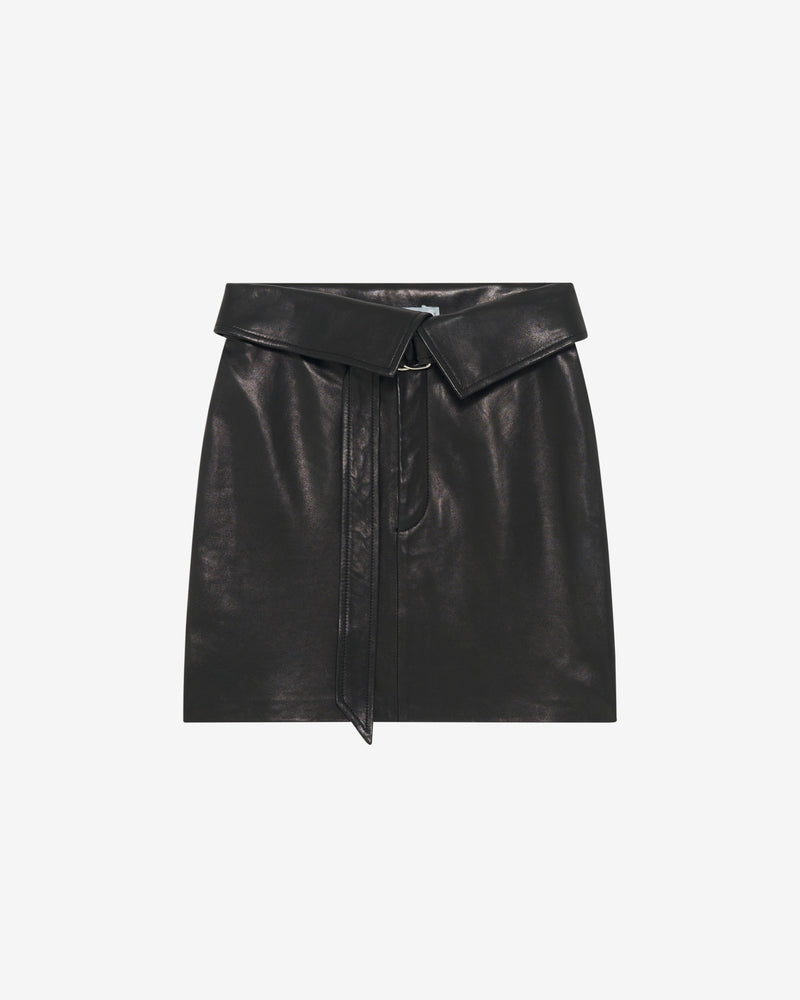 Jupe Ceinturée En Cuir Angelica - Black